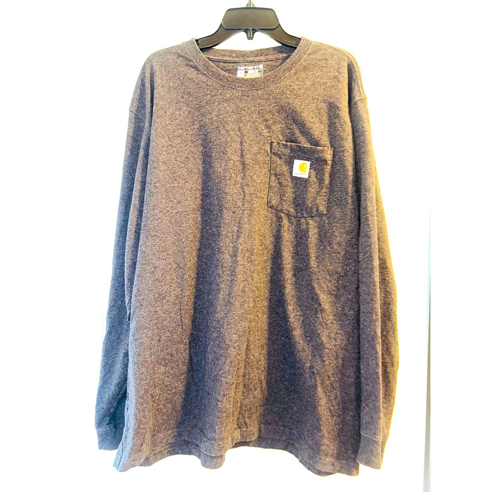 Carhartt Gray Long Sleeve Shirt Carhartt Long Sleeve Gray Pocket Shirt Top Loose